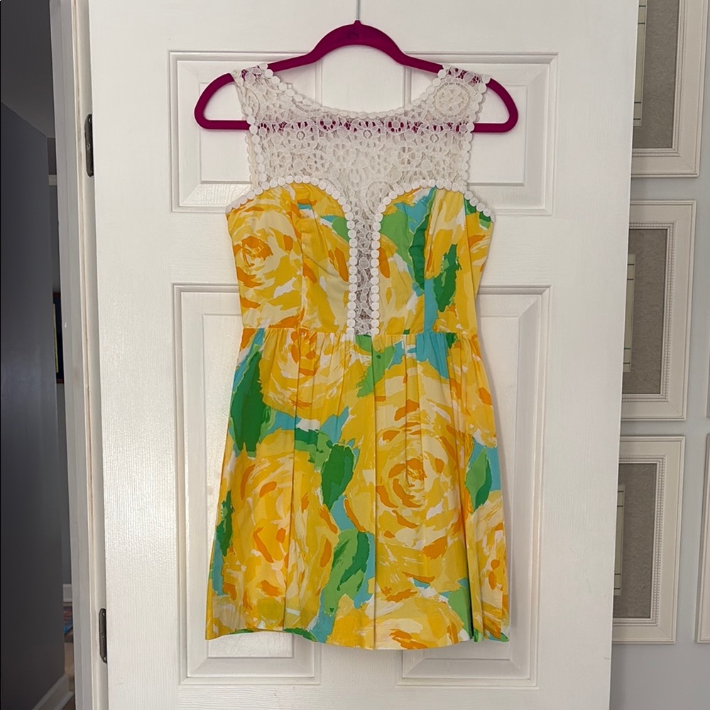Lilly Pulitzer Yellow and Green Floral Dress